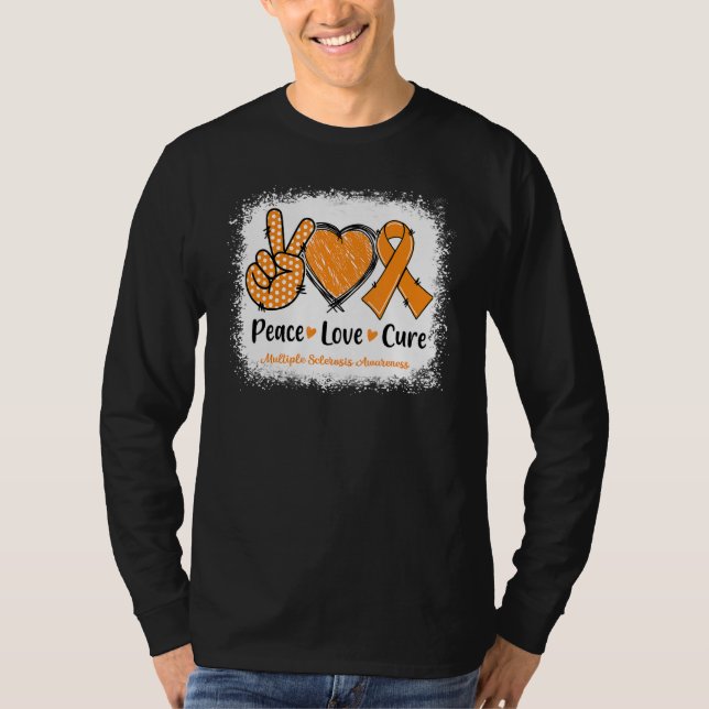 Camiseta Peace Love Cure Multiple Sclerosis Ms Awareness Or (Anverso)