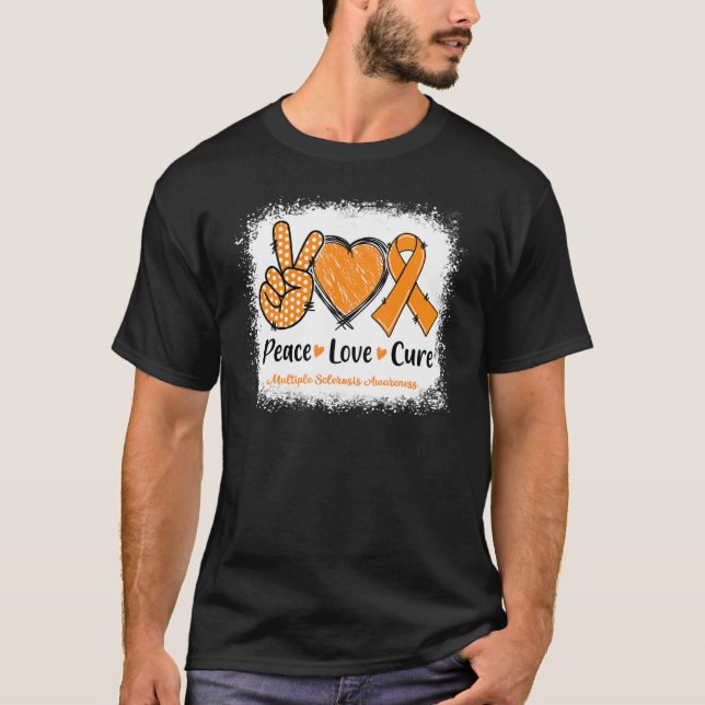 Camiseta Peace Love Cure Multiple Sclerosis Ms Awareness Or (Anverso)
