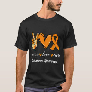 Camiseta Peace Love Cure Naranja Ribbon Coloboma Awareness