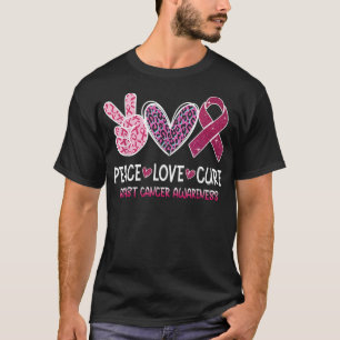 Camiseta Peace Love Cure Pink Ribbon Cancer Breast Awarenes