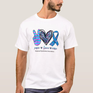 Camiseta Peace Love Cure Purple And Blue Ribbon Emanuel Syn