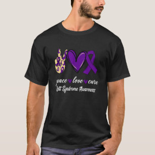 Camiseta Peace Love Cure Rett Syndrome Purple Ribbon Awaren