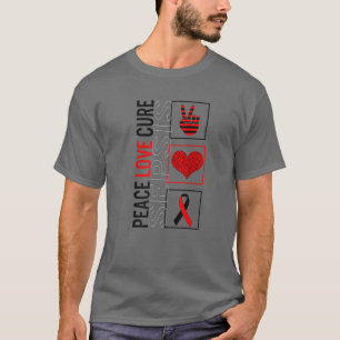 Camiseta Peace Love Cure Sepsis Awarsion Ribbon Warrior Su