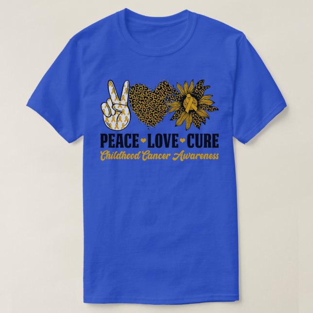 Camiseta Peace Love Cure Sunflower Children Cancer Awarene (Diseño del anverso)