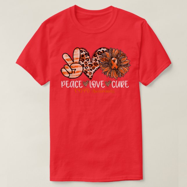 Camiseta Peace Love Cure Sunflower Leopard Conciencia de la (Diseño del anverso)