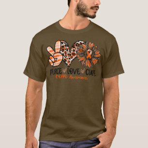 Camiseta Peace Love Cure Sunflower Naranja Ribbon COPD Cons