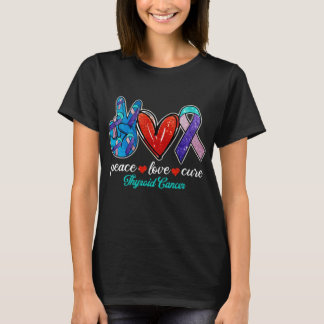 Camiseta Peace Love Cure Thyroid Cancor Warrior