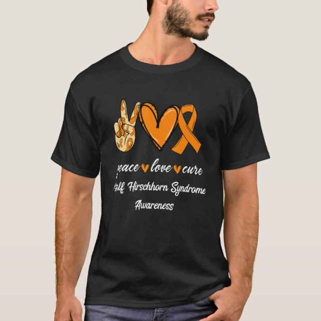 Camiseta Peace Love Cure Wolf Hirschhorn Syndrome Ribbon Aw (Anverso)