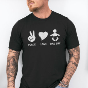 Camiseta Peace Love Dad Life Funny New Dad Day