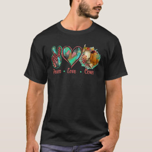 Camiseta Peace Love Dairy Cows Mom Heifer Cattle Cow Bandan