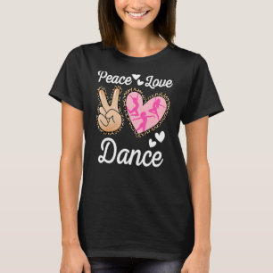 Camiseta Peace Love Dance Leopard Print Mujeres Mamá Chicas