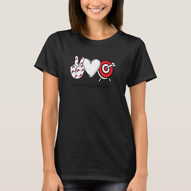 Camiseta Peace Love Darts Peace Hand Rótulo Darts (Anverso)