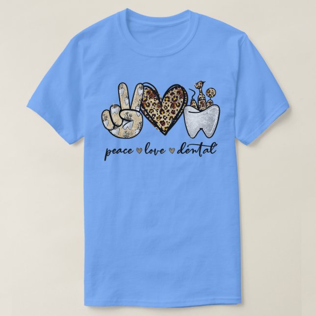 Camiseta Peace Love Dental Leopard Heart the Cute Dentist G (Diseño del anverso)