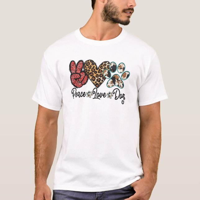 Camiseta Peace Love Dog Animals Peace Sign Pet Lover (Anverso)