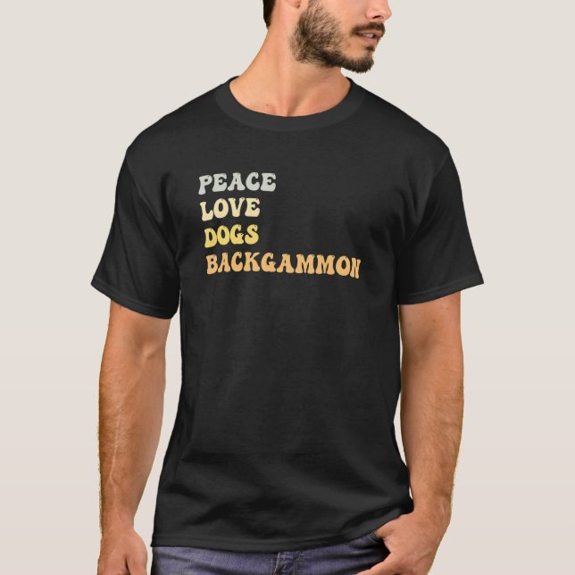 Camiseta Peace Love Dogs Backgammon Retro (Anverso)