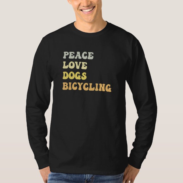 Camiseta Peace Love Dogs Bicycling  Retro (Anverso)