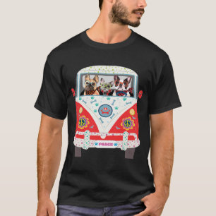Camiseta Peace Love Dogs Hippie Van French Bulldog