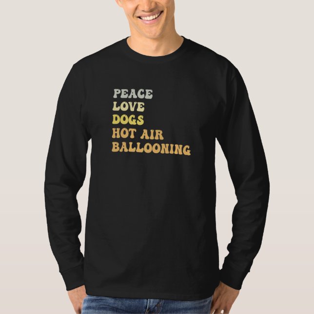 Camiseta Peace Love Dogs Hot Air Ballooning  Retro (Anverso)