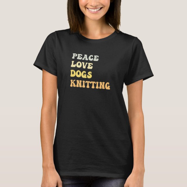 Camiseta Peace Love Dogs Knitting Retro (Anverso)