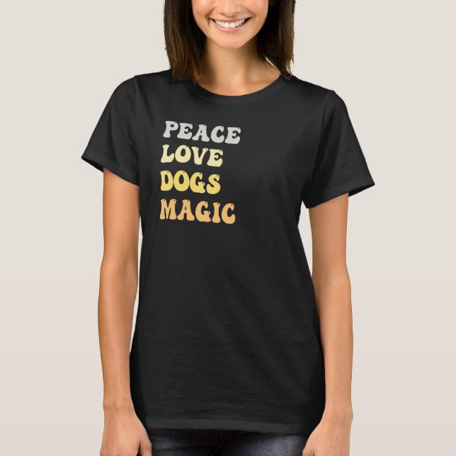 Camiseta Peace Love Dogs Magic Retro (Anverso)