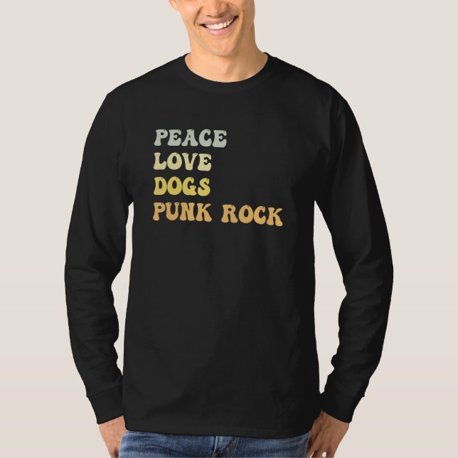 Camiseta Peace Love Dogs Punk Rock   Retro (Anverso)