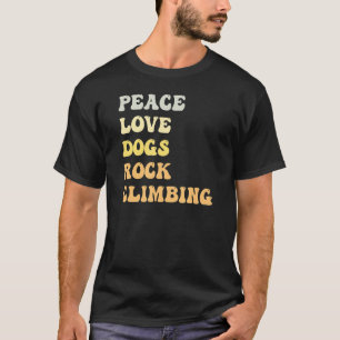Camiseta Peace Love Dogs Rock Climbing Retro