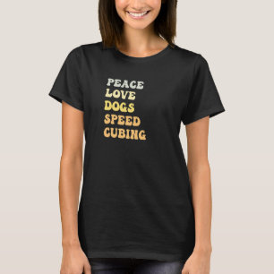 Camiseta Peace Love Dogs Speed Cubing Retro