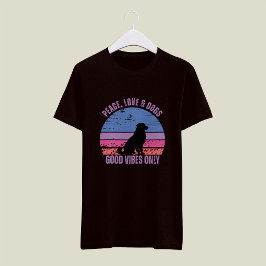 Camiseta Peace, Love, Dogs T-shirt, retro sunset T-shirt