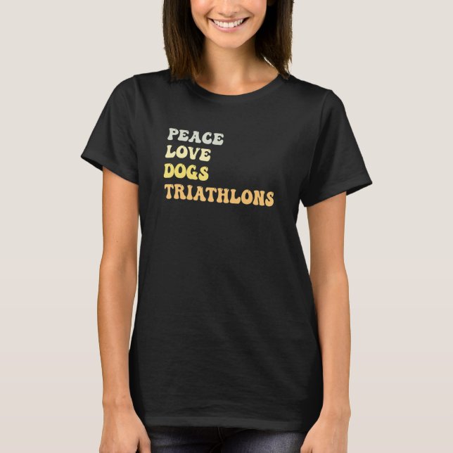 Camiseta Peace Love Dogs Triathlons   Retro (Anverso)