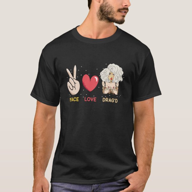 Camiseta Peace Love Drag'd Doll Face Drag Queen Race (Anverso)
