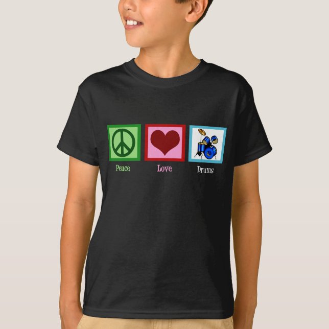 Camiseta Peace Love Drums Kids (Anverso)