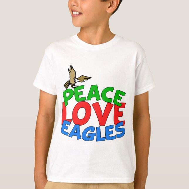 Camiseta Peace Love Eagles Guay Bald Eagle Kids (Anverso)
