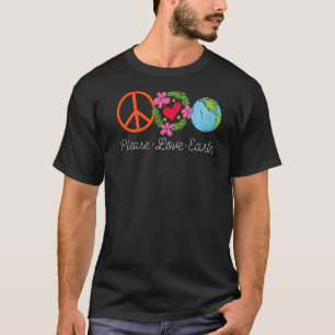Camiseta Peace Love Earth Day Retro Nature Ambientalistas