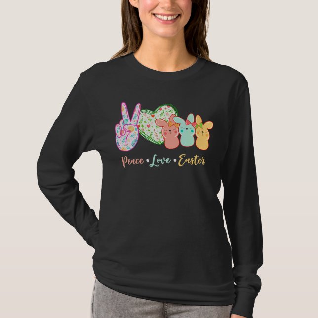 Camiseta Peace Love Easter Bunnies Easter (Anverso)