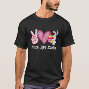 Camiseta Peace Love Easter Bunny Egg Easter Men Women Kids