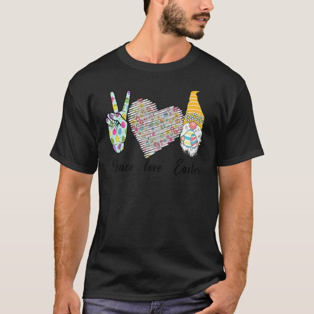 Camiseta Peace Love Easter Bunny Leopard Graphic Easter Day (Anverso)