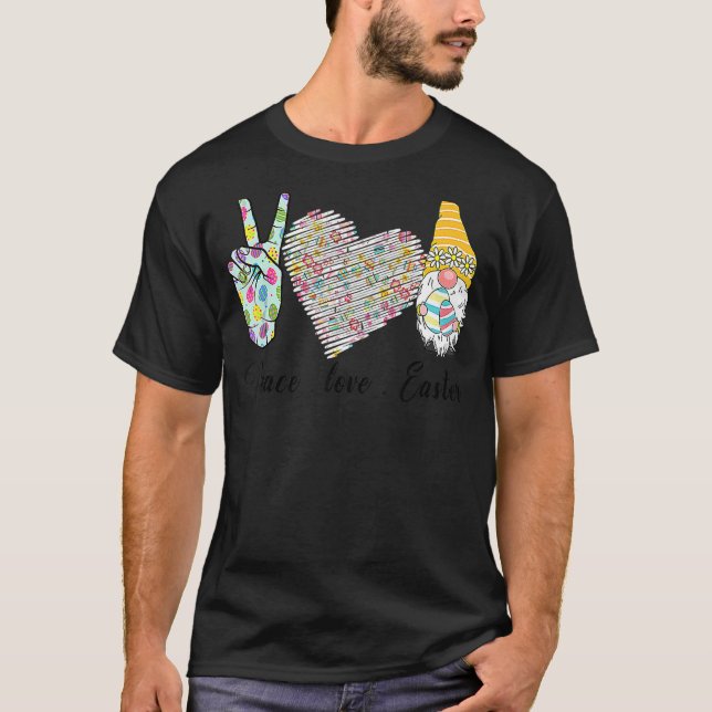 Camiseta Peace Love Easter Bunny Leopard Graphic Easter Day (Anverso)