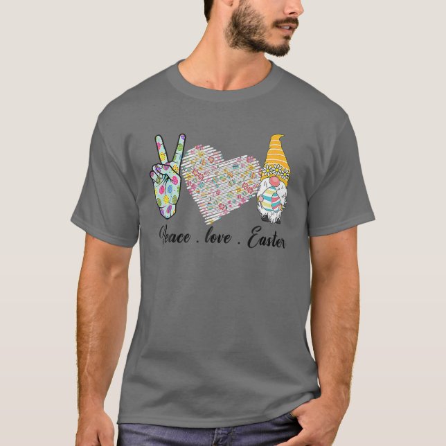 Camiseta Peace Love Easter Bunny Leopard Graphic Easter Day (Anverso)