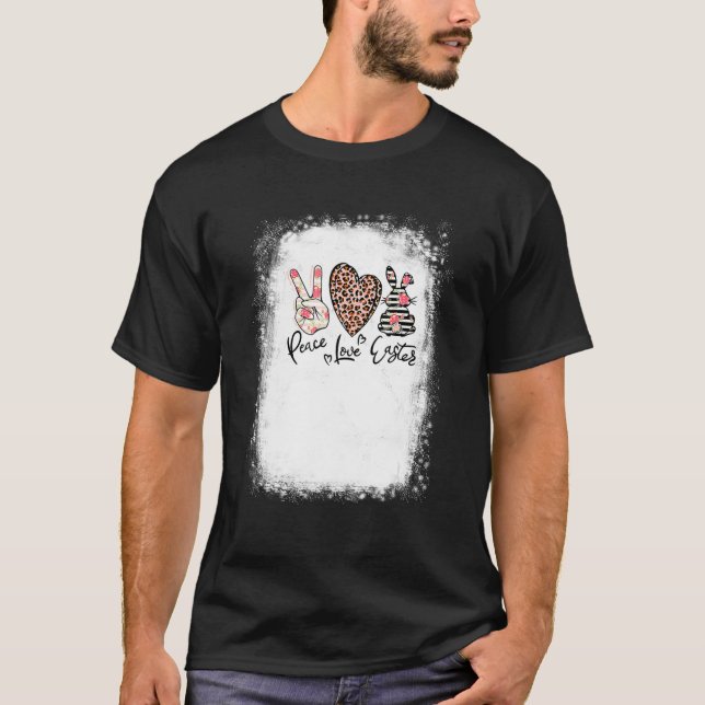 Camiseta Peace Love Easter Bunny Leopard Graphic Easter Day (Anverso)
