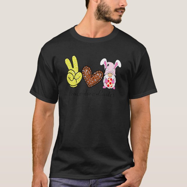 Camiseta Peace Love Easter Bunny Leopard Graphic Easter Day (Anverso)