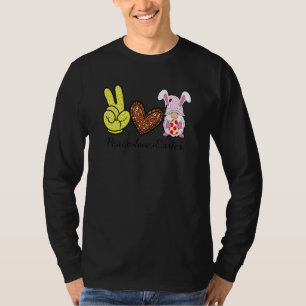 Camiseta Peace Love Easter Bunny Leopard Graphic Easter Day