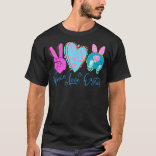 Camiseta Peace Love Easter Bunny Leopard Graphic Easter Day