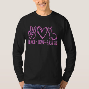 Camiseta Peace Love Easter Cute Bunny Eggs Feliz Día de Pas