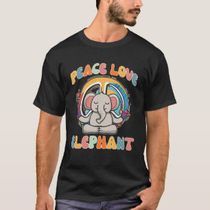 Camiseta Peace Love Elephant Boar Hippie Yoga Meditación H