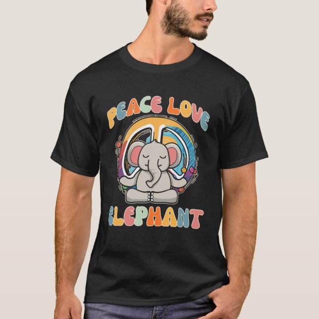 Camiseta Peace Love Elephant Boar Hippie Yoga Meditación H (Anverso)
