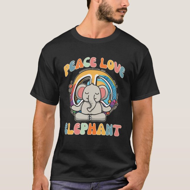 Camiseta Peace Love Elephant Boar Hippie Yoga  Meditation H (Anverso)