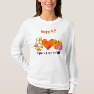 Camiseta Peace Love Fall Autumt Personalizado Textos Camise