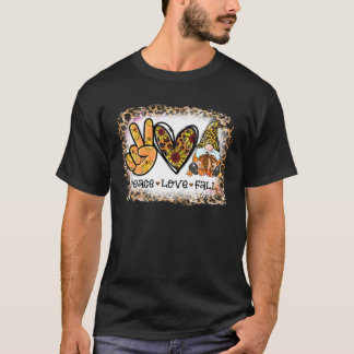 Camiseta Peace Love Fall Funny Gnome Autumn Lover Pumpkins