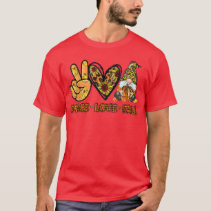 Camiseta Peace Love Fall Funny Gnome Autumn Lover Pumpkins 