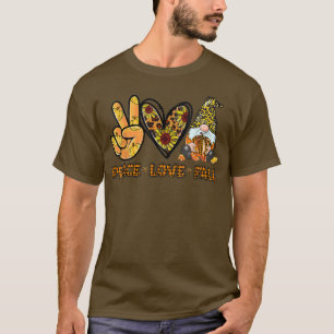 Camiseta Peace Love Fall Funny Gnome Autumn Lover Pumpkins